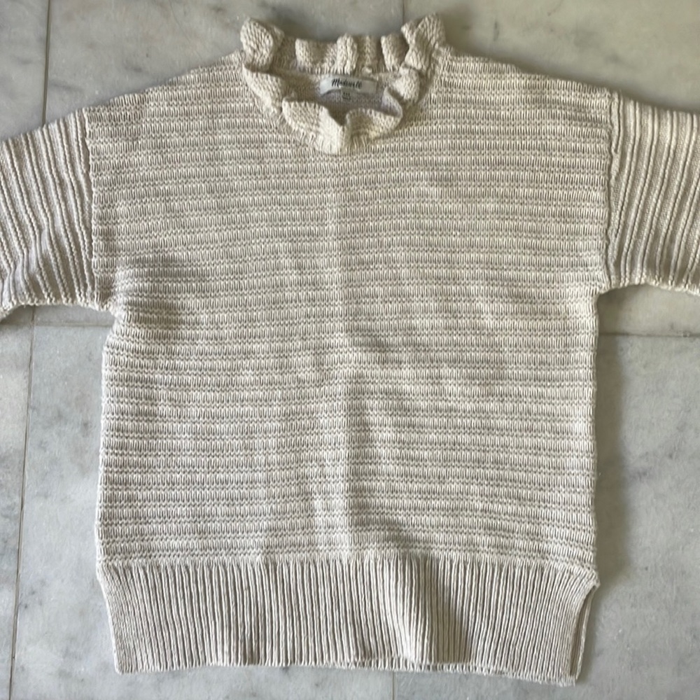 BRAND NEW Madewell Puffy Sleeve Cream Sweater
